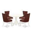 East West Furniture 5-Piece Dinette Set in Linen White/Burgundy