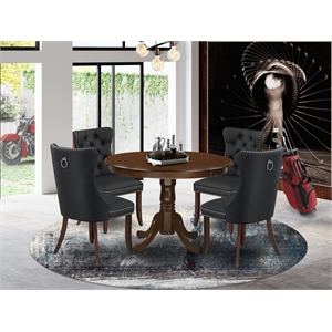 East West Furniture 5-Piece Kitchen Table Set in Mahogany/Dark Gray