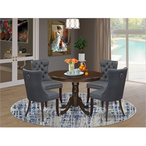 East West Furniture 5-Piece Kitchen Table Set in Mahogany/Platinum Gray