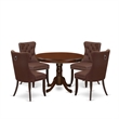 East West Furniture 5-Piece Dinette Set in Mahogany/Burgundy