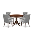 East West Furniture 5-Piece Kitchen Table Set in Mahogany/Light Gray