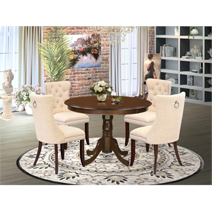 East West Furniture 5-Piece Kitchen Table Set in Mahogany/Light Beige