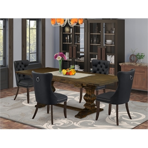 East West Furniture 5-Piece Dining Set in Dark Gray/Distressed Jacobean