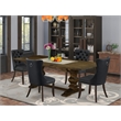 East West Furniture 5-Piece Dining Set in Dark Gray/Distressed Jacobean