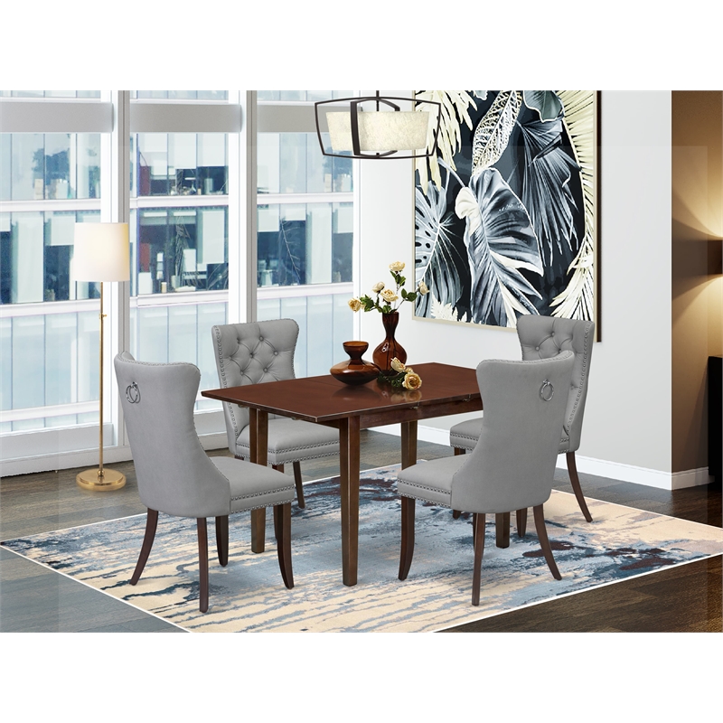 East West Furniture 5-Piece Kitchen Table Set in Mahogany/Light Gray