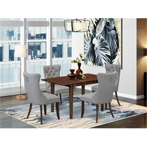 East West Furniture 5-Piece Kitchen Table Set in Mahogany/Light Gray