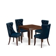 East West Furniture 5-Piece Kitchen Table Set in Mahogany/Navy Blue