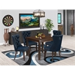 East West Furniture 5-Piece Kitchen Table Set in Mahogany/Navy Blue