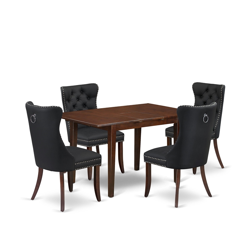 East West Furniture 5-Piece Kitchen Table Set in Mahogany/Dark Gray