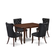 East West Furniture 5-Piece Kitchen Table Set in Mahogany/Dark Gray