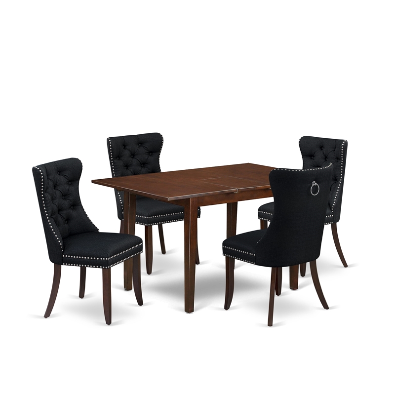 East West Furniture 5-Piece Kitchen Set in Mahogany/Black