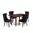 East West Furniture 5-Piece Kitchen Set in Mahogany/Black