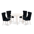 East West Furniture 5-Piece Dining Set for Small Spaces in Linen White/Black