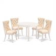 East West Furniture 5-Piece Kitchen Table Set in Linen White/Light Beige