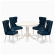 East West Furniture 5-Piece Kitchen Table Set in Linen White/Navy Blue