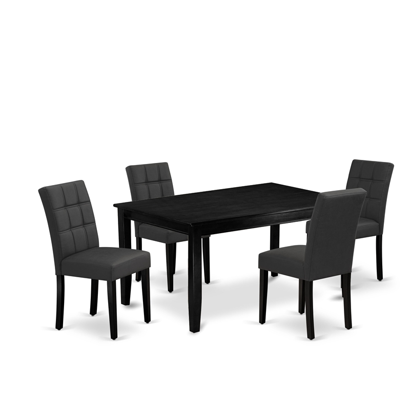 East West Furniture 5-Piece Dining Table Set  in Black/Dark Gray