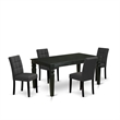 East West Furniture 5-Piece Dinette Set in Black/Dark Gray