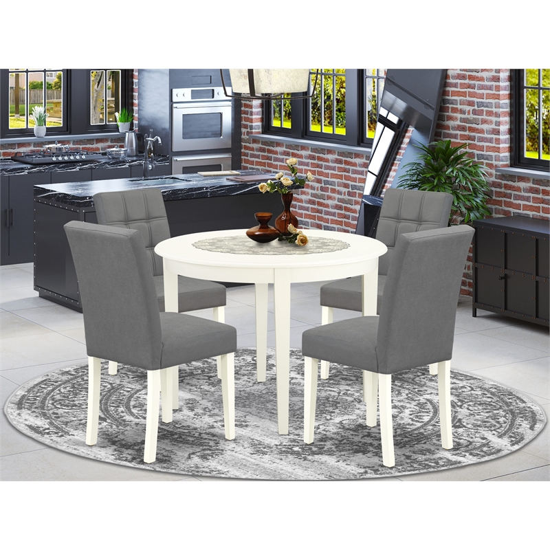 East West Furniture 5-Piece Dinette Set in Linen White/Platinum Gray