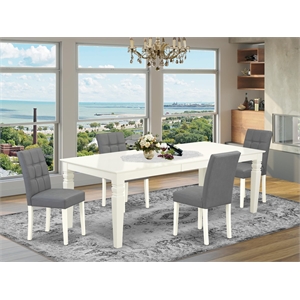 East West Furniture 5-Piece Dining Set in Linen White/Platinum Gray