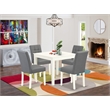 East West Furniture 5-Piece Dining Table Set in Linen White/Platinum Gray