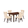 East West Furniture 5-Piece Dining Set in Mahogany/Light Beige