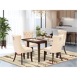 East West Furniture 5-Piece Dining Set in Mahogany/Light Beige