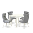 East West Furniture 5-Piece Dining Table Set in Linen White/Light Gray