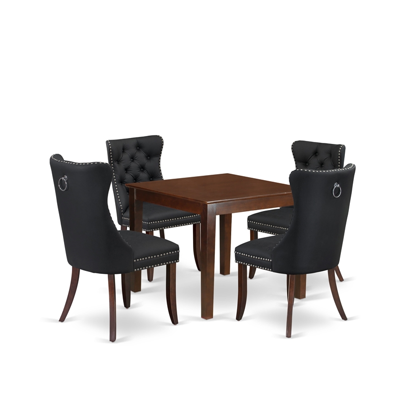 East West Furniture 5-Piece Dinette Set in Mahogany/Dark Gray