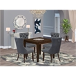 East West Furniture 5-Piece Dining Table Set in Mahogany/Platinum Gray