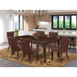 East West Furniture 7-Piece Dining Room Set in Mahogany/Burgandy