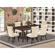 East West Furniture 7-Piece Dinette Set in Mahogany/Light Beige