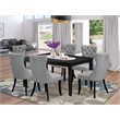 East West Furniture 7-Piece Dining Table Set in Black/Light Gray