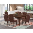 East West Furniture 7-Piece Dinette Set in Mahogany/Burgundy