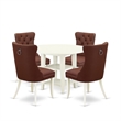 East West Furniture 5-Piece Dinette Set in Linen White/Burgundy