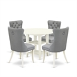 East West Furniture 5-Piece Kitchen Set in Linen White/Light Gray