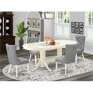 East West Furniture 5-Piece Kitchen Table Set in Linen White/Light Gray