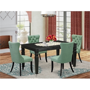 East West Furniture 5-Piece Dinette Set in Black/Willow Green