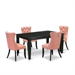 East West Furniture 5-Piece Kitchen Table Set in Black/Beige Red