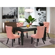 East West Furniture 5-Piece Kitchen Table Set in Black/Beige Red