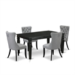 East West Furniture 5-Piece Dining Table Set in Black/Light Gray