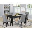East West Furniture 5-Piece Dining Table Set in Black/Light Gray
