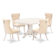 East West Furniture 5-Piece Kitchen Table Set in Linen White/Light Beige
