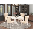 East West Furniture 5-Piece Kitchen Table Set in Linen White/Light Beige