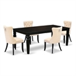 East West Furniture 5-Piece Dining Set in Light Beige/Black
