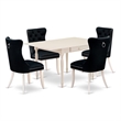 East West Furniture 5-Piece Dining Table Set in Linen White/Black