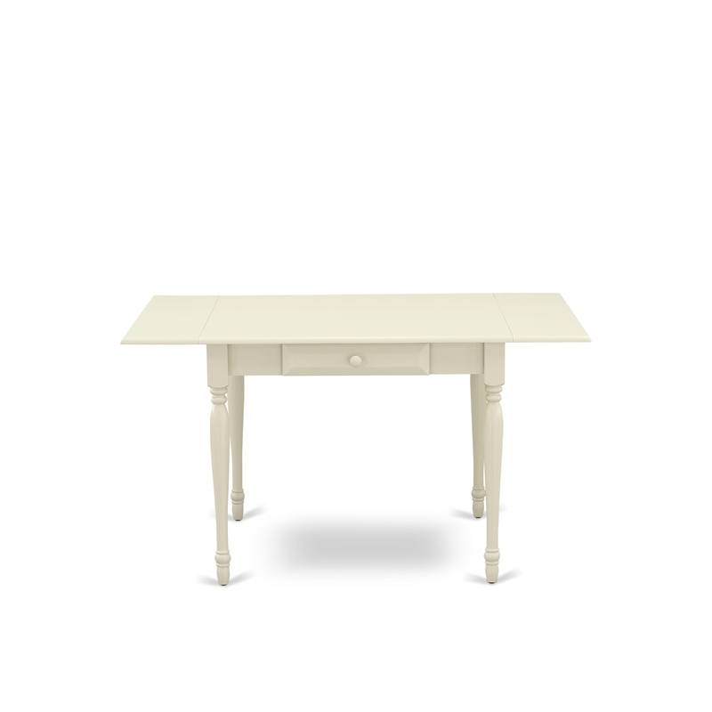 East West Furniture 5-Piece Dining Table Set in Linen White/Black
