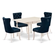 East West Furniture 5-Piece Kitchen Table Set in Linen White/Navy Blue
