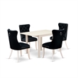 East West Furniture 5-Piece Dining Table Set in Linen White/Black