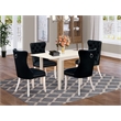 East West Furniture 5-Piece Dining Table Set in Linen White/Black