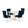 East West Furniture 5-Piece Modern Dining Table Set in Linen White/Navy Blue